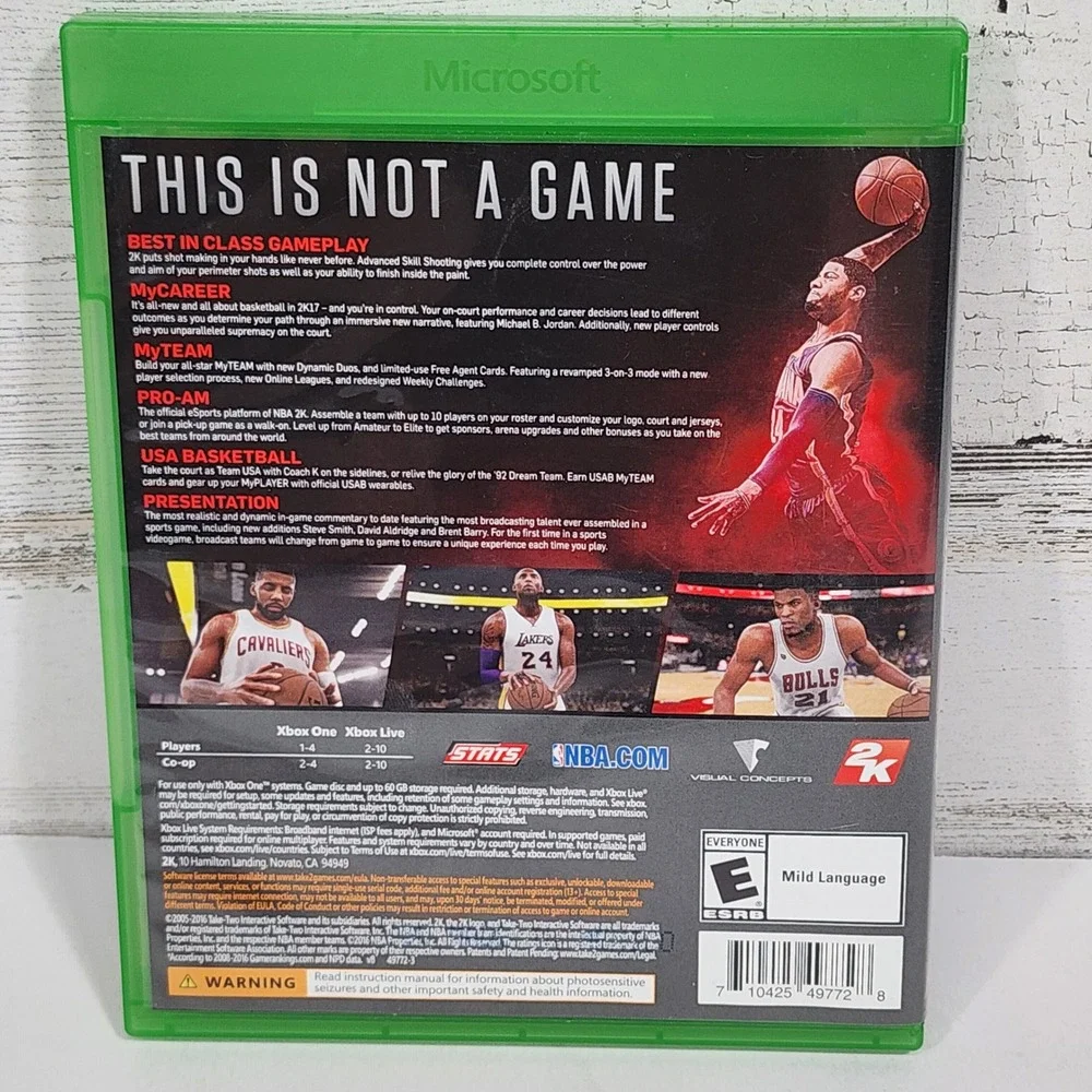 NBA 2K17 Microsoft Xbox One 2016 Complete In Box Tested Working Free‎ Shipping